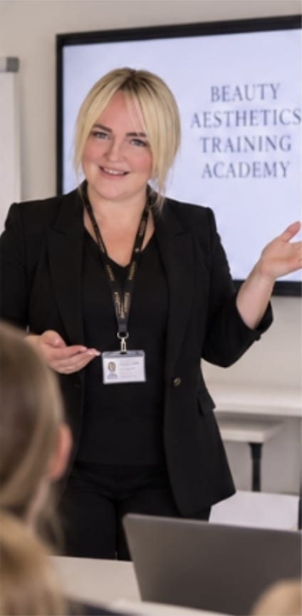 Owner of Beauty & Aesthetics @ D's teaching a training session