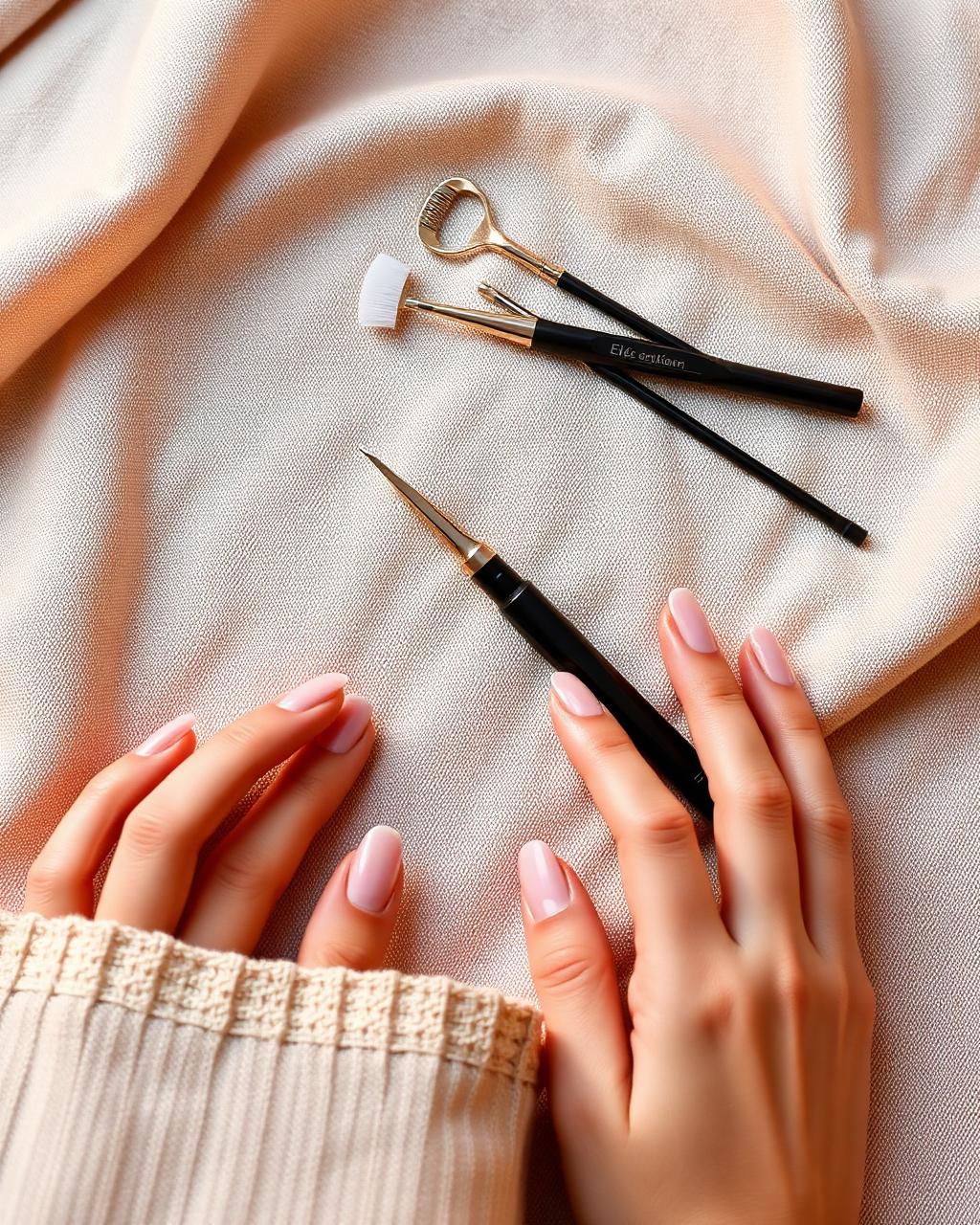 Lash and brow tools laid out for a beauty treatment in East Kilbride